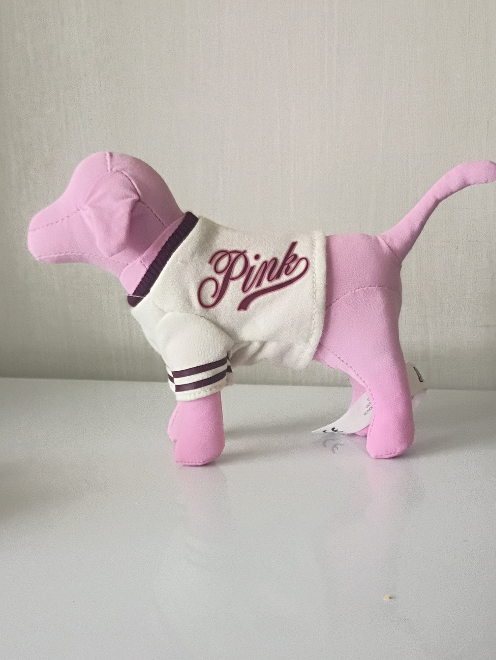 Victoria's Secret Iconic Pink Hound Plush PINK Logo Varsity Sweater Mini